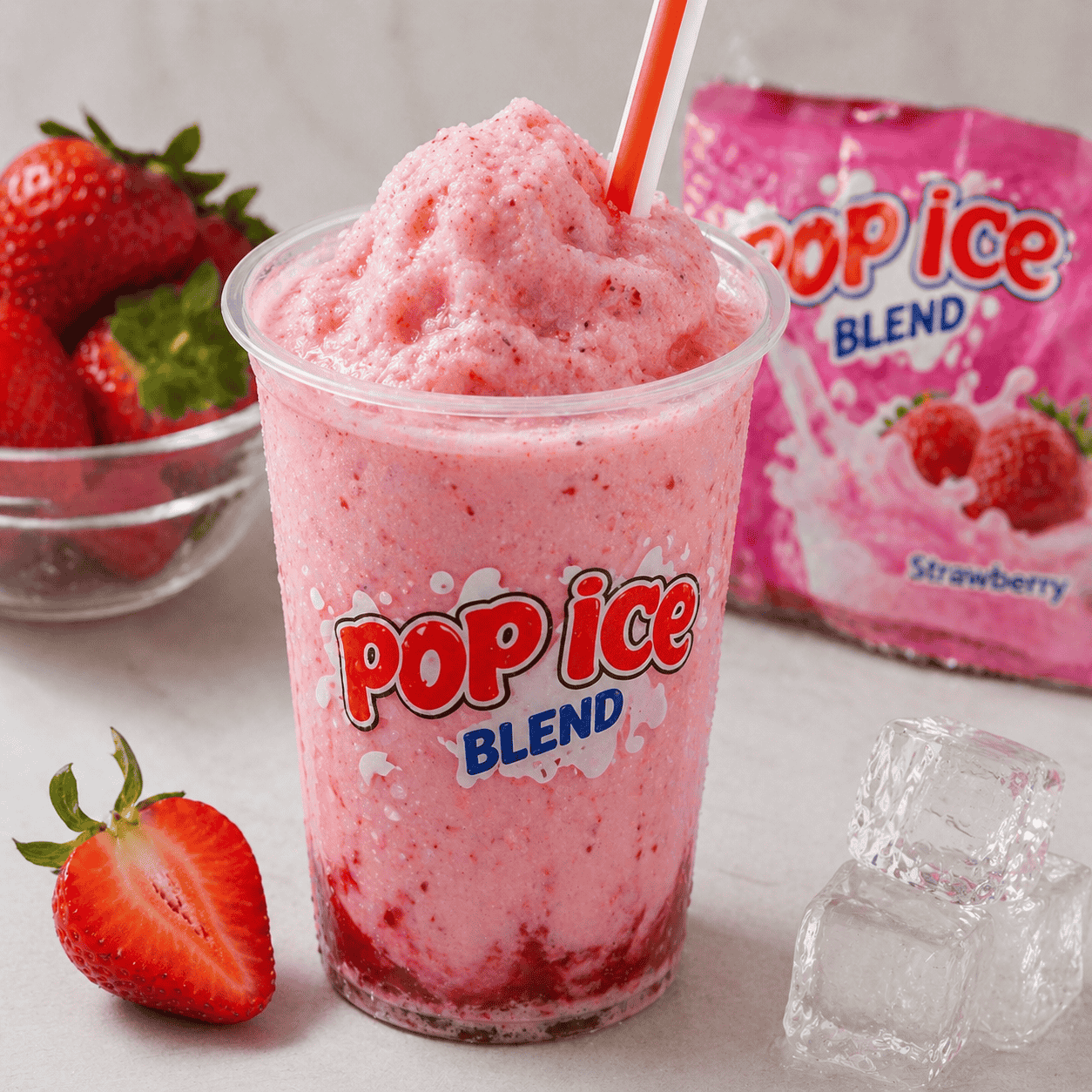 Pop Ice Blend Strawberry Rice Bowl Mantul